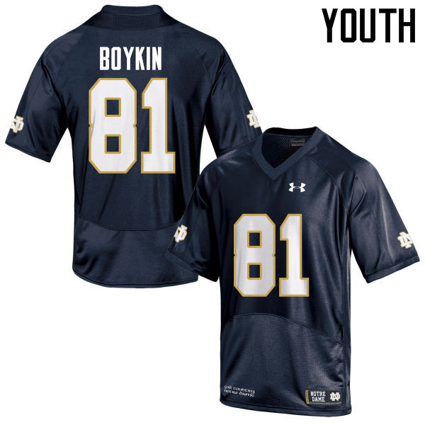 Youth #81 Miles Boykin Notre Dame Fighting Irish College Football Jerseys-Navy Blue - Click Image to Close